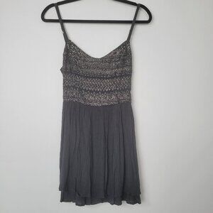 Hollister Charcoal Gray Pleated Mini Dress Spaghetti Strap Dress Y2K Style